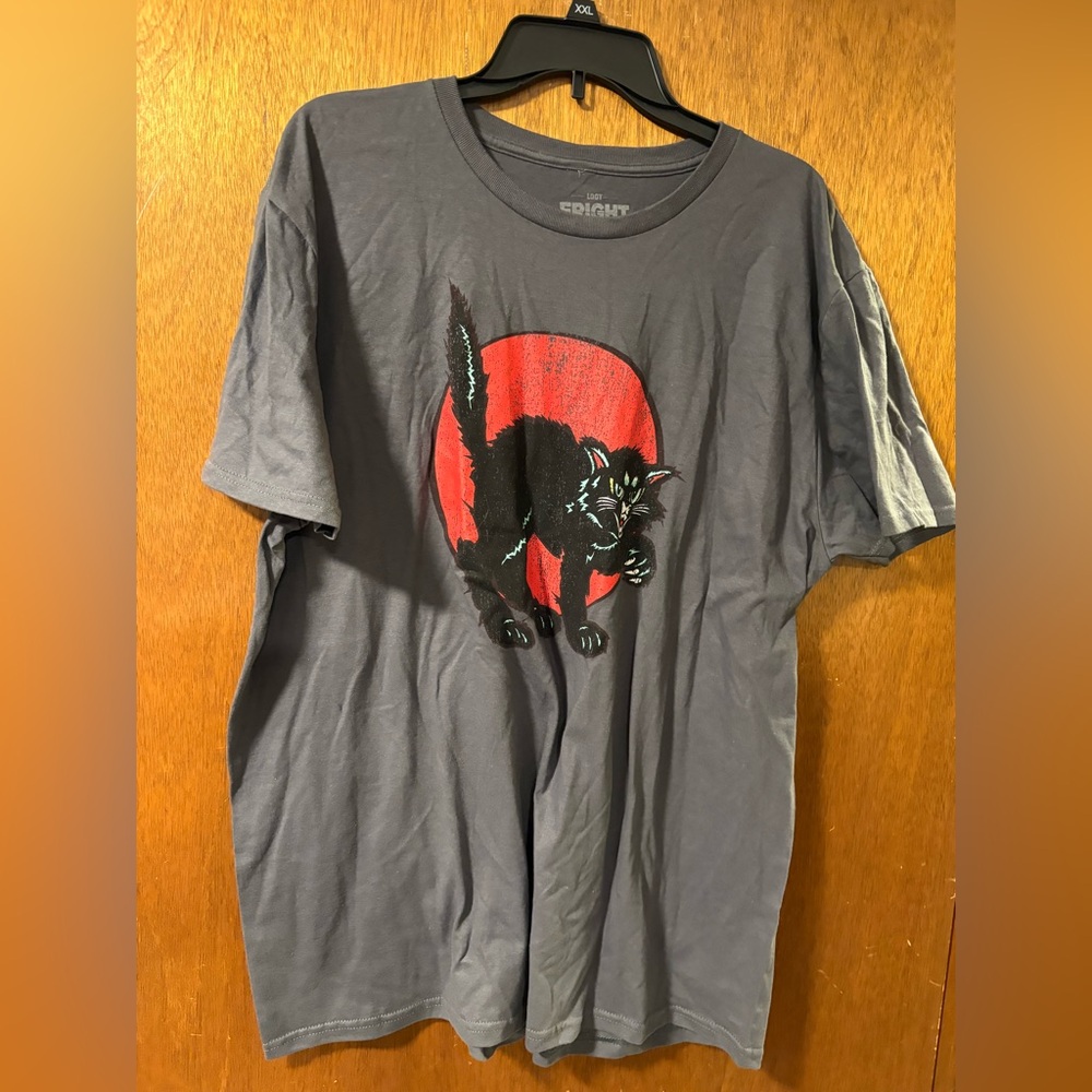Loot Crate Fright Black Cat T-Shirt XL Horror Halloween Graphic Tee Unisex